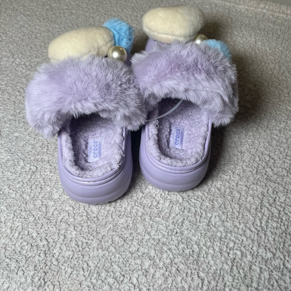 NWT Crocs Classic Platform Lined Charm Clog Lavender Purple Women’s Size 6 - Picture 10 of 17